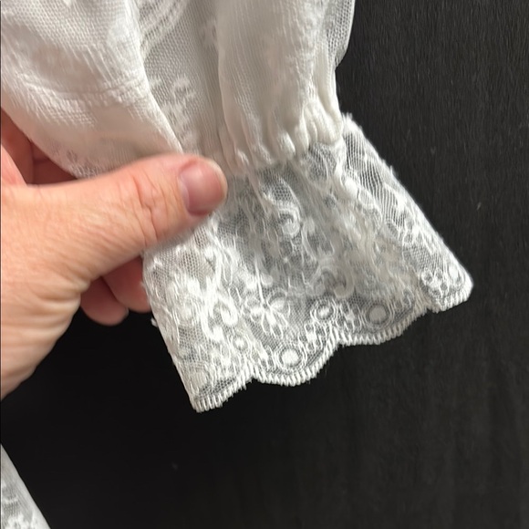 Dorissa international Nicole White lace Ruffled dress Bishop Sleeves size 7 - Picture 6 of 9